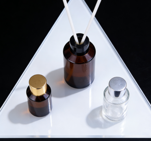 Customizable Multi-Size Slope Shoulder Threaded Amber Glass Diffuser <strong>Bottle</strong> with Cork, Reeds, Caps &amp; Gift Box for Aromatherapy - Product Image 1