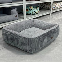 Lit pour chien en forme de rectangle, lavable, pour chiots, avec fond antidérapant, lit apaisant pour chats d'intérieur