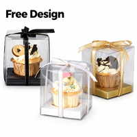 Boîtes à cupcakes transparentes en PET personnalisées OEM avec ruban, emballage transparent pour gâteaux, vente en gros, fabricant et fournisseur de boîtes cadeaux pour boulangerie