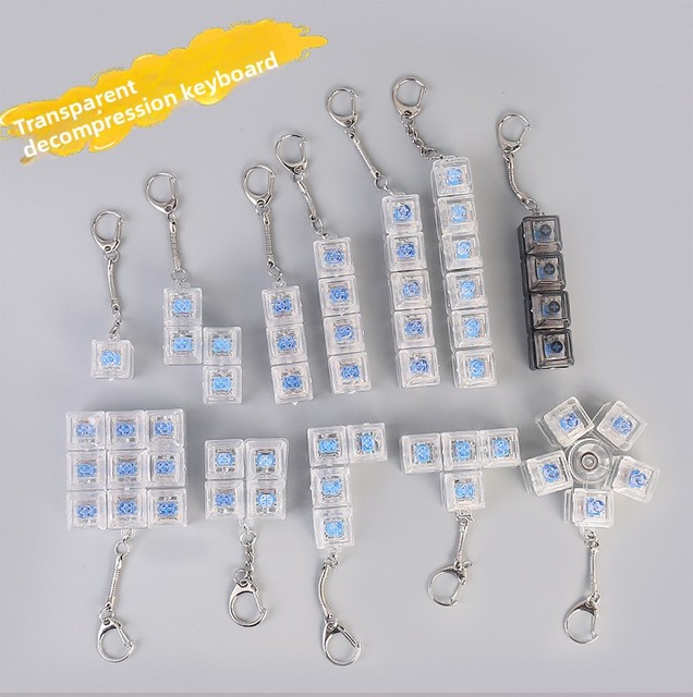 4-key Light Decompression Key Key Chain Nine-key Mechanical Luminous Keyboard Decompression Artifact Flash Pinch Music Key Chain
