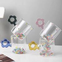 Tasse en verre à double paroi créative et colorée, style sable mouvant, mignonne et résistante à la chaleur, idéale pour les cadeaux et la maison