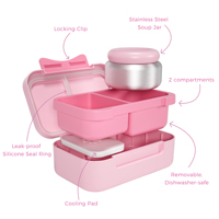 Nouveautés : Boîte à lunch pour enfants avec pot isotherme, sans BPA, mini-contenant alimentaire, boîte à bento 2 compartiments avec coussin de refroidissement