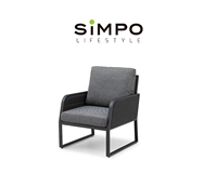 SIMPOLIFESTYLE Mobilier d'extérieur haut de gamme pour resort VENICE, ensemble de canapés 3 places en aluminium et tissu pour terrasse, jardin, hôtel, salle à manger