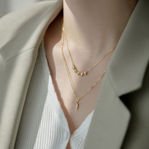 Dylam Elegant Jewelry Stylish 925 Sterling Silver Rhodium 18K Gold Plated Muliti-layer Triangle Pendant <b>Necklace</b> - Product Image 6