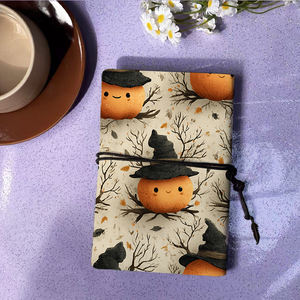 Vintage A6 fait à la main cahier cravate fermeture Pages amovibles cadeau attentionné pour les amateurs de vin citrouilles <span class=keywords><strong>sorcière</strong></span> chapeaux Branches Le - Product Image 3