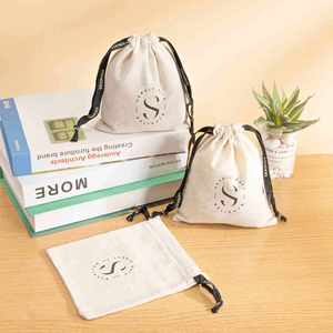 Lower MOQ Cotton Gift Recyclable Dust Bag Natural Recyclable Custom Logo Printed Shoe Drawstring Pouch Gift Package Pouch - Product Image 2