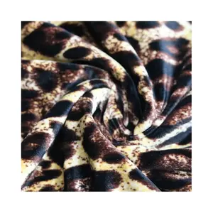 95% poliéster 5% spandex warp malha leopardo, impressão de seda, tecido elástico de veludo personalizado para roupas têxteis