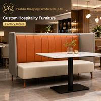 Canapé individuel de restaurant de 1220 mm avec revêtement en cuir PU à canaux verticaux pour mobilier de café et d'hôtel, conception CAD gratuite