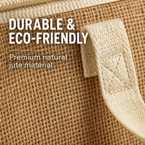 Wholesale Custom Printed Natural Jute Tote with Aluminum Foil Lining Zipper Handle Reusable Food Storage Picnic Jute Cooler Bag - Product Image 6