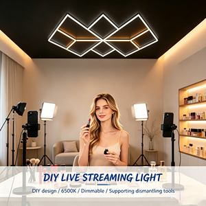 Lampe <span class=keywords><strong>de</strong></span> streaming en direct géométrique à CRI élevé et à intensité variable 6500K pour les influenceurs beauté et les studios TikTok - Product Image 1