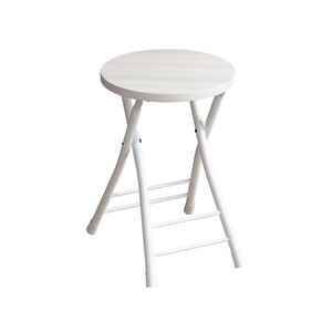 Taburete Redondo Plegable, Silla Portátil con Marco Metálico y Asiento de Madera, Mueble <span class=keywords><strong>para</strong></span> Hogar, <span class=keywords><strong>Cocina</strong></span>, Dormitorio, Espacios Pequeños, Fácil Almacenamiento - Product Image 4
