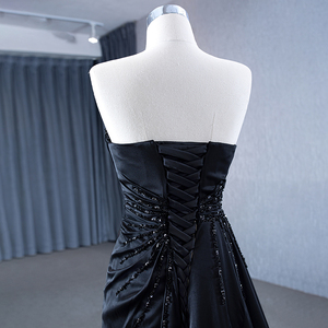 Robes de soirée modernes simples noires sans manches avec perles Jancember RSM222126 - Product Image 2
