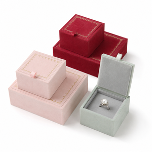 Luxury Velvet Flip Top Jewelry <b>Box</b> for Ring Earring Necklace Gift Packaging and small jewelry brands gift packaging - Product Image 1