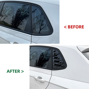 สติ๊กเกอร์ตกแต่งกระจกหลังแบบมีรูระบายอากาศสำหรับรถยนต์ Volkswagen Polo MK6 ปี 2018+ สีดำ Piano Black วัสดุ ABS แบบ Venetian Blinds สำหรับตกแต่งภายนอกรถยนต์ - Product Image 5