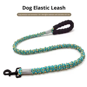 Correa Retráctil Elástica para Perro, a Prueba de Explosiones, Reflectante, Transpirable, Acolchada, de Nailon Resistente, con Botón Sólido, Estilo Simple, Mediana, Dorada - Product Image 3