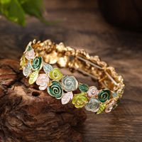 TB27 Valentijnsdag Cadeau Roos Bloem Armband Mode Vintage Emaille Armbanden Sieraden Dames
