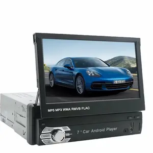 Popular 7 inch 1 din 2 in one android display car radio MP3 GPS navigation one button auto retractable screen car mp5 player