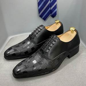 Chaussures Oxford pour hommes d'affaires européens, à enfiler, à bout pointu, avec embout en acier, en cuir véritable, antidérapantes, respirantes et légères - Product Image 3