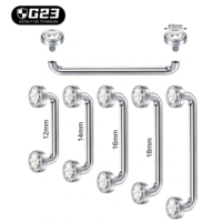 Kaishee Wholesale ASTM F136 Titane à filetage interne avec surface en cristal CZ, barbell 14G pour piercing d'ancrage dermique