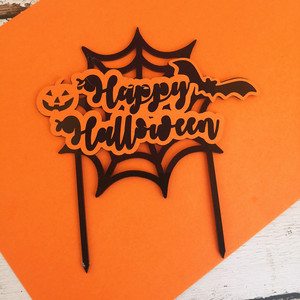 Halloween Collection Baking <strong>Cake</strong> Decoration Ghost House Pumpkin <strong>Spider</strong> Card Plug-in Funny Dress Up Shiny - Product Image 3