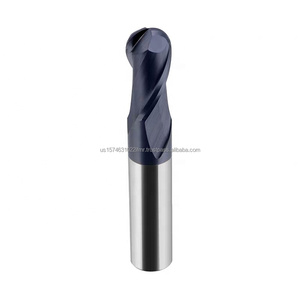 Fresa de extremo esférico de carburo de alta precisión HRC55 con recubrimiento AITIN, cortador de fresado espiral de 2 filos, brocas de router CNC para mecanizado de acero - Product Image 1