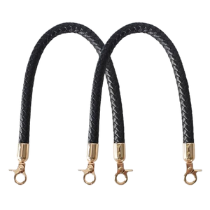 Replacement PU Leather <b>Braided</b> Bag Straps 2 Pcs Universal Metal Swivel Hooks DIY <b>Accessories</b> Black (60cm) - Product Image 1