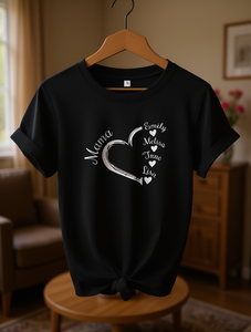 T-shirt personalizzata con nome e cuore da donna, in cotone, girocollo, casual, regalo personalizzato, stampa San Valentino, vestibilità regular - Product Image 2