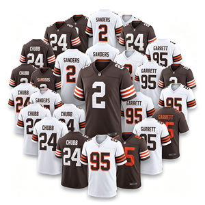 Nouveau maillot de football américain à col en V imprimé numériquement haute densité 100% polyester style Cleveland # 2 Sanders # 24 Chubb Unisexe - Product Image 1