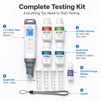 Testeur de qualité de l'eau multiparamètres 7 en 1, pH, conductivité, TDS, salinité, ORP, haute précision, précision 0,01, étanche IP67, ATC