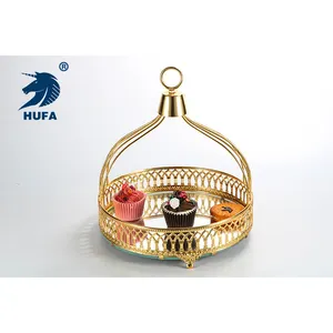 Лидер продаж, персонализированная клетка для птиц ручной работы, Золотая свадебная большая подставка для торта с куполом