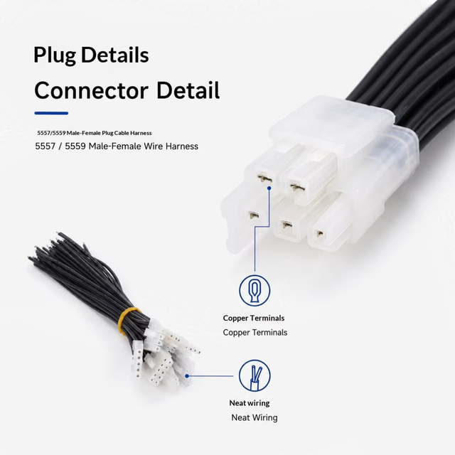 Male-Female Plug-In Wiring Harness with PVC Insulation 24V/12V Rated Equivalent Connectors for Computer Car Machine Applications
