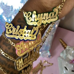 Vòng Cổ Hai Tên Mạ Hai Tên Tùy Chỉnh Bằng Kim Loại 18K Màu Vàng Bạc Kim Loại Bán Chạy Nhất 2023 Khuyên Tai Vòng Tay Cá Nhân Hóa - Product Image 4