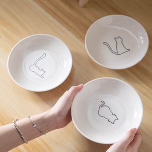 Wholesale Custom Ceramic Pet Bowl with Non-slip Silicone Base, Cute <b>Cat</b> Print Anti-spill <b>Cat</b> <b>Feeder</b> Bowl - Product Image 5