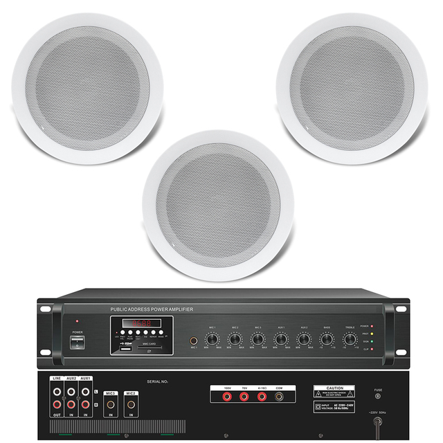 MiCWL Broadcasting System  8pcs 60W Ceiling Speaker 480W Amplifier Controller Set for Conference Meeting Room Supermarket Malls