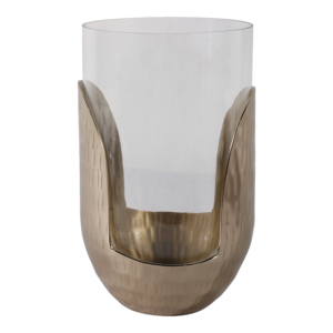 Modern Glass Pillar <b>Hurricane</b> <b>Candle</b> Holder With Metal Base Decorative Home Accent For Living Room Decor <b>Candle</b> Stick - Product Image 1