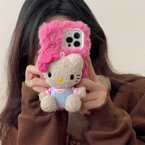 Funda de teléfono con textura de felpa de lujo, anticaída, absorbente de golpes, estilo Instagram, Kit rosa, gato, Compatible con iPhone 12 13 14 <span class=keywords><strong>15</strong></span> Pro Max - Product Image 6