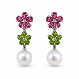 Boucles d'oreilles UM Jewelry 925 Sliver Monet's Garden en argent, perle d'eau douce naturelle, pour unisexe, anniversaire, vente en gros - Product Image 1