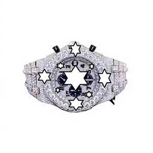 Luxury <b>Men's</b> <b>Mechanical</b> <b>Watch</b> Iced Moissanite Analog Chronograph Stainless Steel Band <b>Watch</b> - Product Image 1