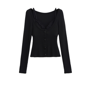 Runwaylover 4327 Lace Splice 2025 <span class=keywords><strong>Camiseta</strong></span> sin <span class=keywords><strong>tirantes</strong></span> sexy para mujer - Product Image 5