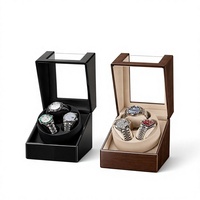 Boîte à remontoir automatique de luxe à 3 emplacements en bois laqué brillant pour 3 montres, avec intérieur en cuir PU et velours de qualité supérieure