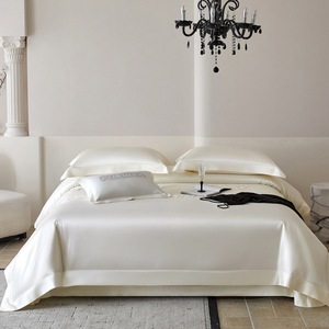 100% Egyptian Cotton Four-Piece <b>Bedding</b> Set 600TC Satin Solid Color Breathable Hotel Style <b>Bedding</b> - Product Image 4