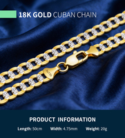 Collier Chaîne Cubaine Hiphop Personnalisé en Or Massif 18K Au750, Bicolore, Chaînes à Maillons de Clavicule, Bijoux Colliers