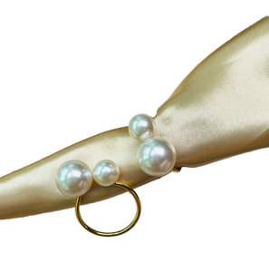 Porte-serviettes en métal perlé de luxe, design classique européen, fait à la main, décoration de table pour fête, restaurant, hôtel, en stock - Product Image 1