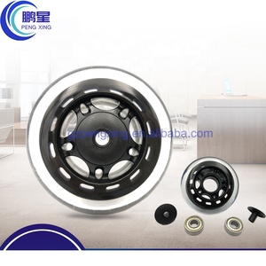 Pengxing <span class=keywords><strong>3</strong></span> pouces chaise de bureau roues en PU pour tous les étages roue de remplacement roue de meubles en caoutchouc décoratif avec doubles roulements - Product Image 5