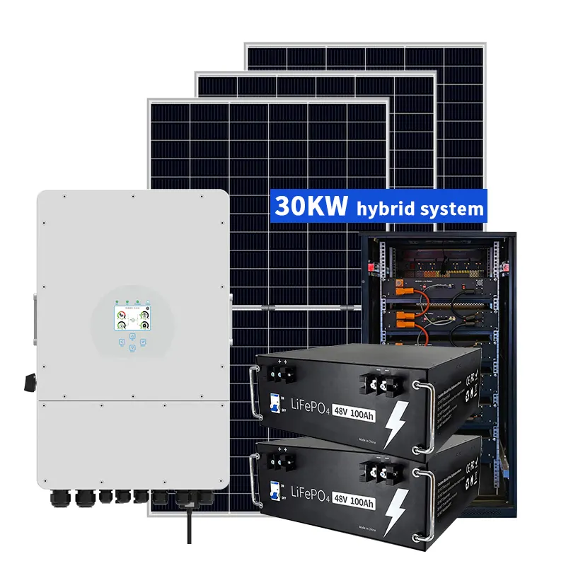 Solution complète 30kw 50kw 100kw 150kw panneau solaire hybride système d'énergie solaire 30kw pour industriel