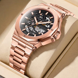 Montre mécanique pour homme DK&<span class=keywords><strong>YT</strong></span> en acier inoxydable rose doré, étanche, chronographe sportif lumineux, mode Reloj Para Hombre - Product Image 1