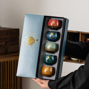 Juego de Tazas de Té MSH Wu <span class=keywords><strong>Fu</strong></span> <span class=keywords><strong>Lin</strong></span> Men de 5 Piezas, Estilo Chino Kung <span class=keywords><strong>Fu</strong></span>, Juego de Tazas de Degustación de Té de Porcelana Horneada en Horno - Product Image 3