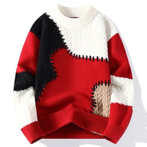 Suéter Personalizado <span class=keywords><strong>para</strong></span> Hombre, Tejido con Parches, Diseño Irregular en Verde y Marrón, Costuras a Mano, Hombros Caídos, Estilo Urbano, <span class=keywords><strong>para</strong></span> Uso Diario o Escolar - Product Image 6