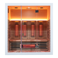 Cabine de sauna infrarouge lointain à spectre complet de luxe, style nordique, pour 4 personnes, en bois, pour bien-être et spa à domicile