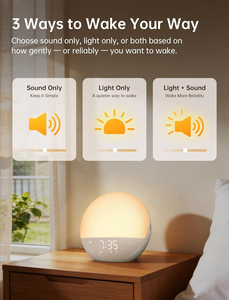 <span class=keywords><strong>Réveil</strong></span> Lumineux avec Machine à Bruit Blanc : Lumière <span class=keywords><strong>Réveil</strong></span> - Horloge à Intensité Réglable avec Haut-Parleur Bluetooth pour Chambre - 25 Sons Apaisants - Product Image 4